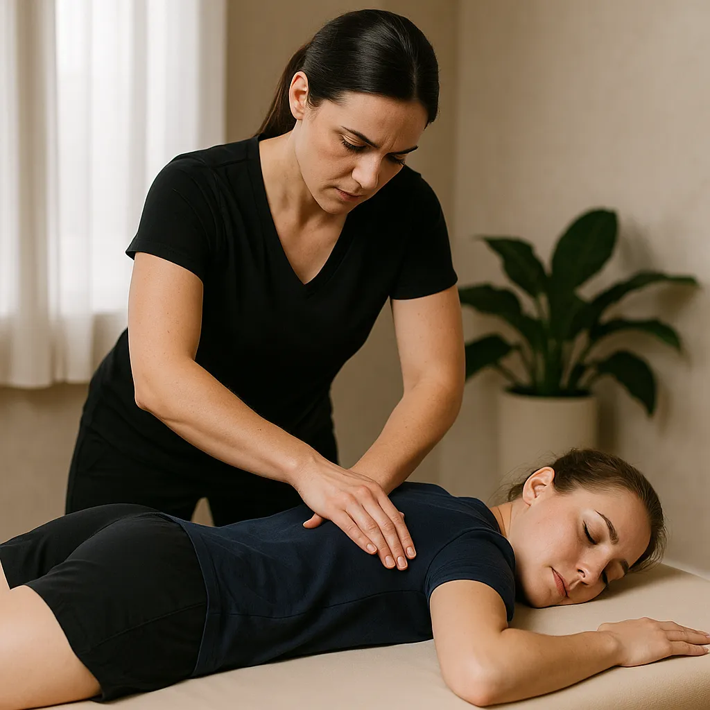 ماساژ دیپتیشو (بافت عمیق) توسط ماسور زن با فشار عمیق و کنترلشده