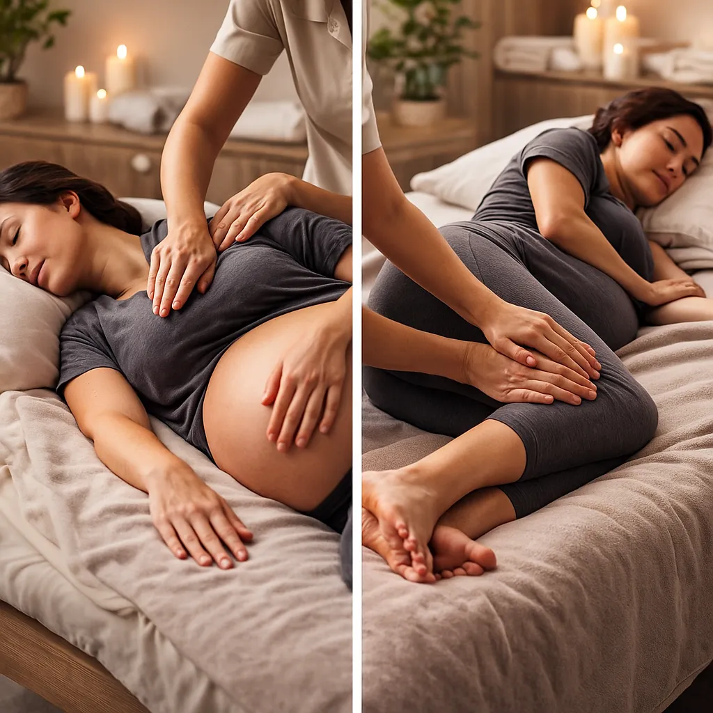 ماساژ بارداری با تکنیک‌های ملایم روی قفسه سینه و پاها