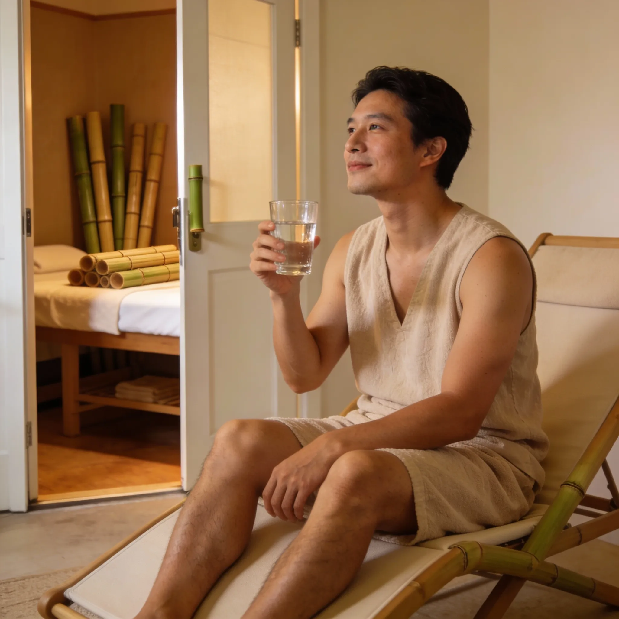 نوشیدن آب بعد از ماساژ با بامبو برای سم‌ زدایی